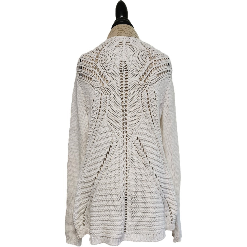 Soft Surroundings White Crochet Back Button‎ Front Cardian Size M Bohemian